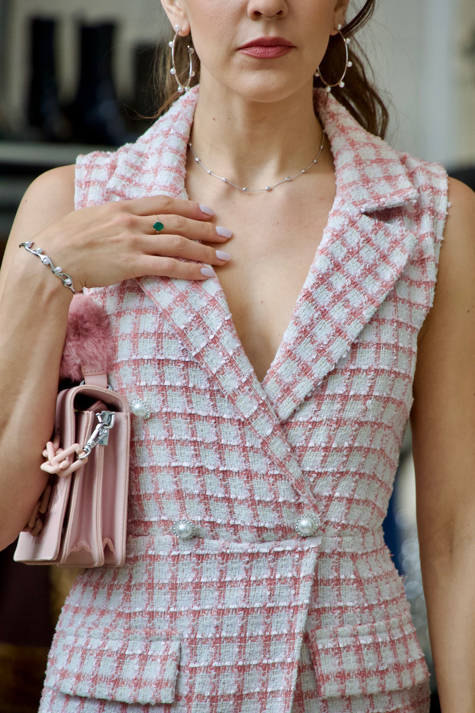 Pink Tweed Romper