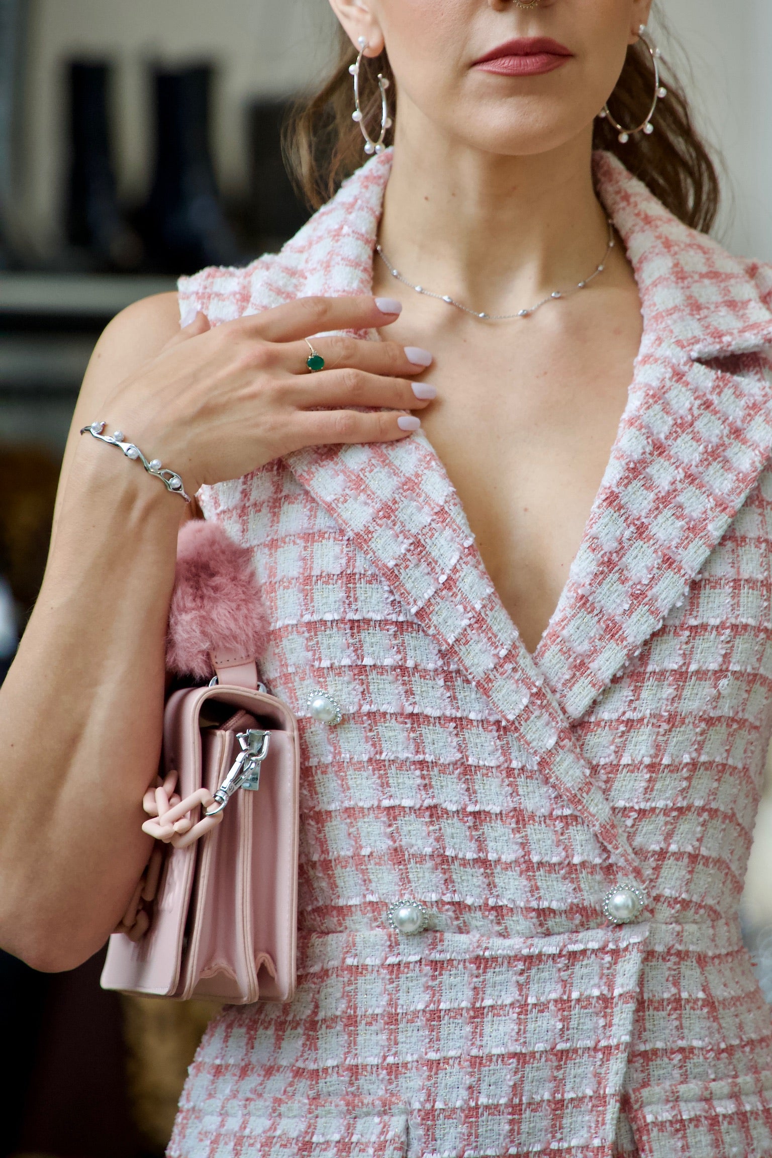 Pink Tweed Romper