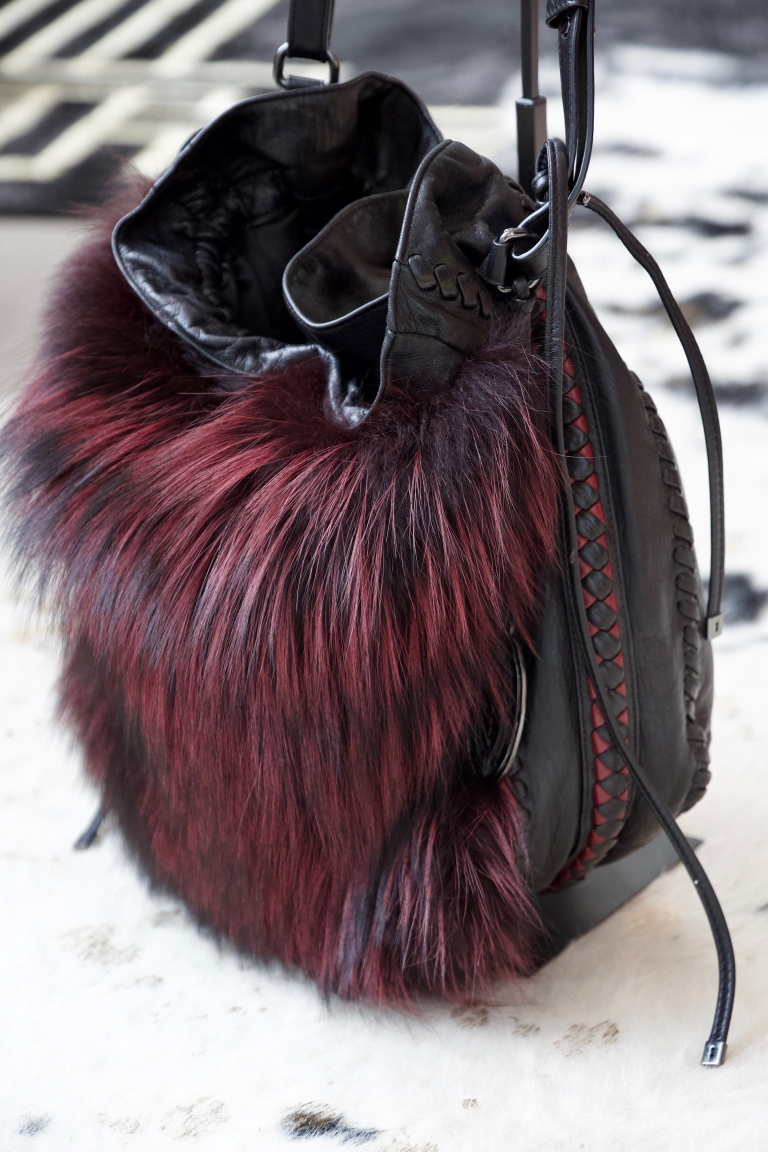 Elie Tahari Large Chelsea Fox Fur Purse